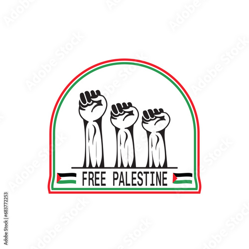 Free Palestine wallpaper with clenched fist symbol. Vector illustration. Independence theme design for Palestine. Freedome Palestine.