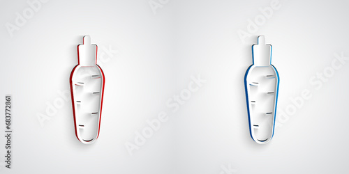 Paper cut Carrot icon isolated on grey background. Paper art style. Vector