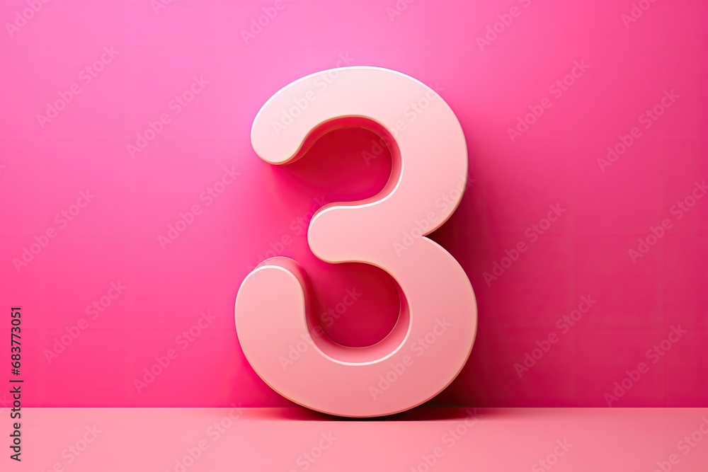 number 3 , on the pink background number 3 , on the pink background