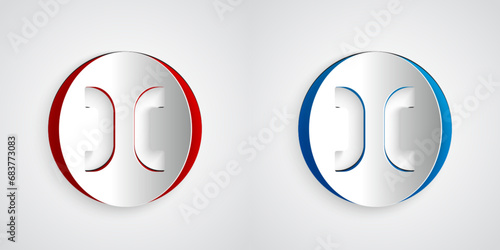 Paper cut Pisces zodiac sign icon isolated on grey background. Astrological horoscope collection. Paper art style. Vector