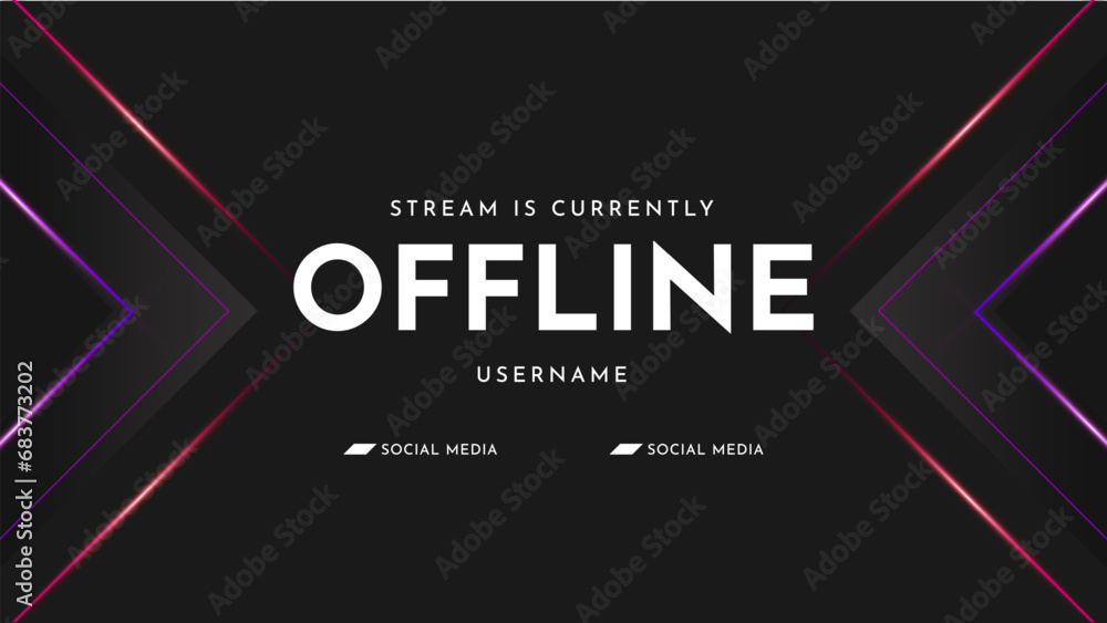 Obraz premium Currently offline twitch banner. Abstract futuristic background for offline streaming. Modern gaming stream overlay template. Vector illustration