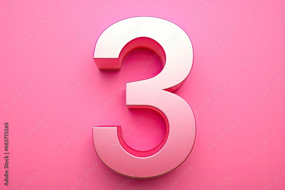 number 3 , on the pink background number 3 , on the pink background