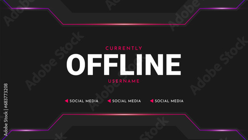 Futuristik offline twitch banner design. Abstract modern gaming stream background template. Vector illustration