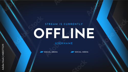 Futuristik offline twitch banner design. Abstract modern gaming stream background template. Vector illustration