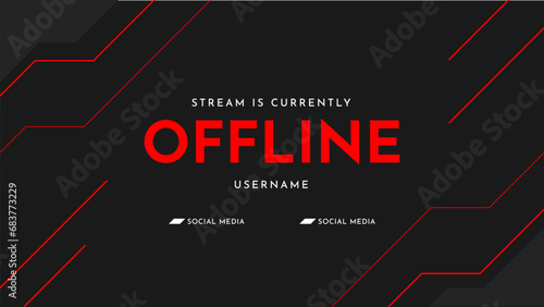 Currently offline twitch banner.  Abstract futuristic background for offline streaming. Modern gaming stream overlay template. Vector illustration photo