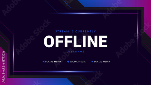 Modern stream offline background design. Abstract futuristic gaming stream banner template. Vector illustration