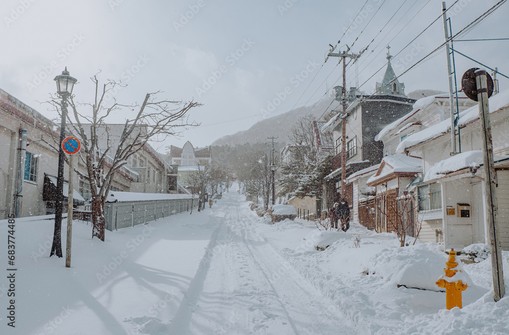 Winter in the streets of Hakodate, Japan