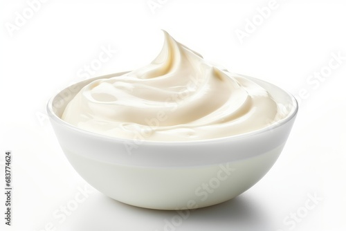 Cream bowl on white background