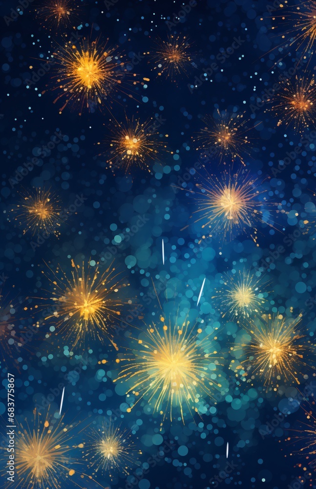 shiny and bright fireworks on a blue background, light amber and navy, sparklecore shiny and bright fireworks on a blue background, light amber and navy, sparklecore