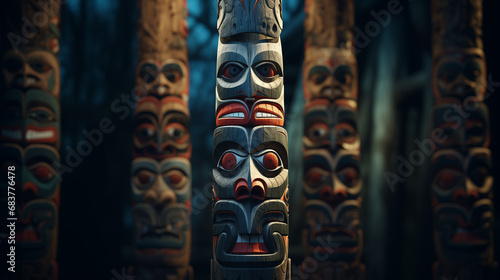 Spiritual Native American Totem Poles