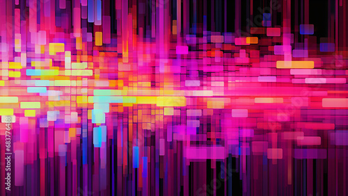 Digital Pixelation Art Cyber Pink and Acid Yellow Modern