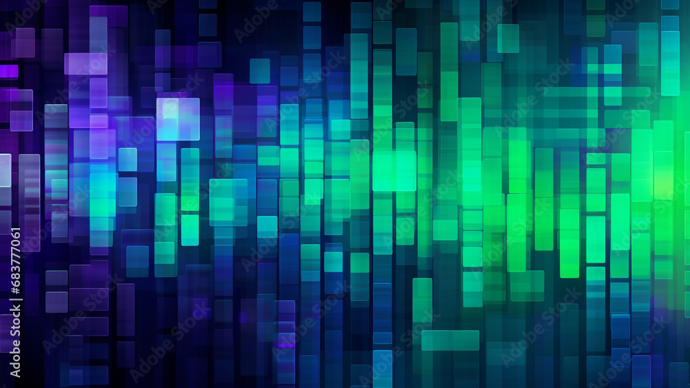 Digital Pixelation Cyber Green and Electric Purple Modern Pattern