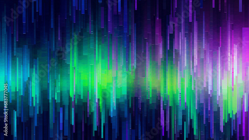 Digital Pixelation Cyber Green and Electric Purple Modern Pattern