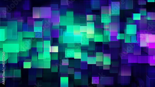 Digital Pixelation Cyber Green and Electric Purple Modern Pattern