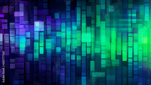 Digital Pixelation Cyber Green and Electric Purple Modern Pattern