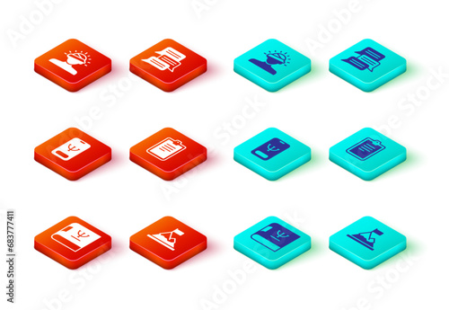 Set Psychology book, Mountains with flag on top, Online psychological counseling, Psychological test, and Concussion, headache icon. Vector