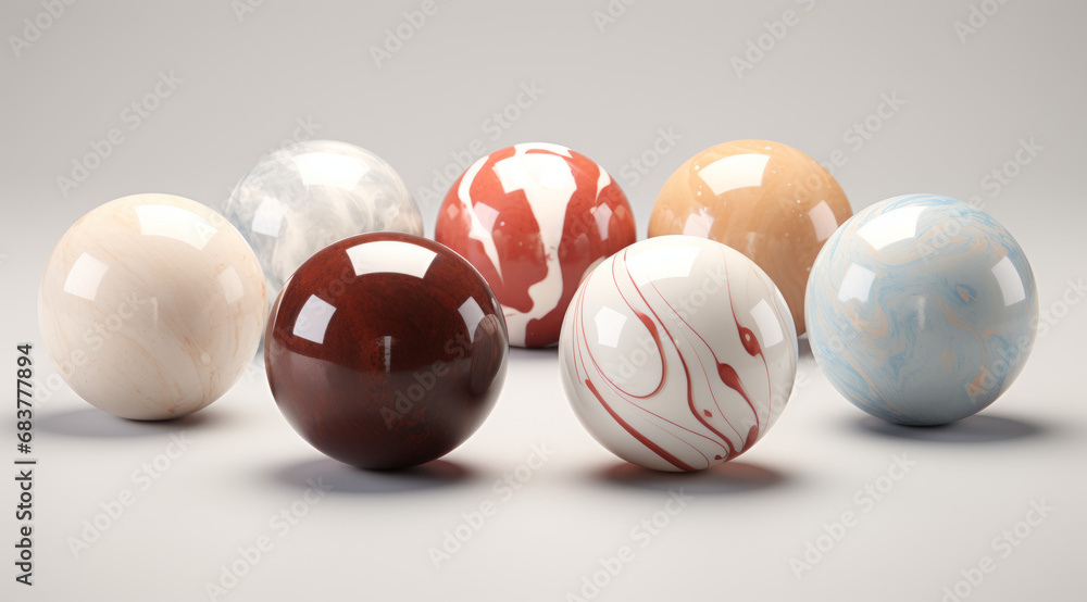 A bunch of beautiful polished marble balls on a plain background. A bunch of beautiful polished marble balls on a plain background.