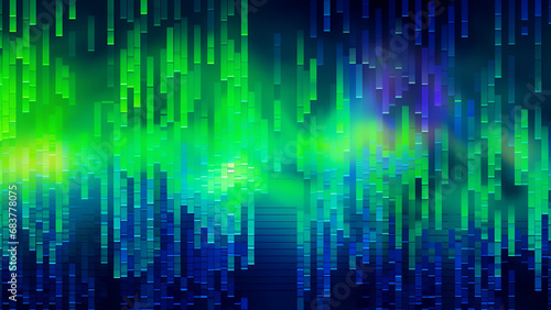 Lime Green and Electric Blue Digital Pixelation Pattern