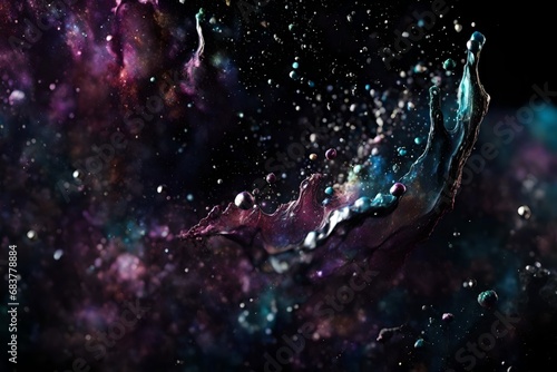 Close up, Nebula Nail Polish against black shiny background, 8k, hd. 