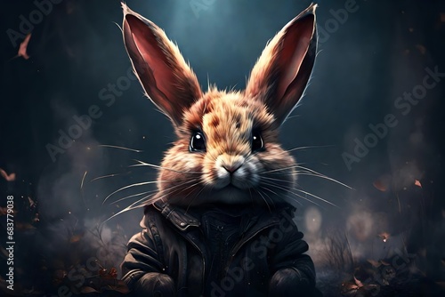 artistic view, a little demon rabbit against different background, 8k.  © Imtisal