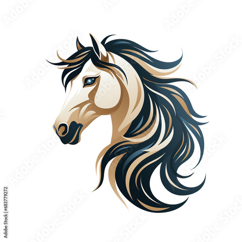 minimalistic logo emblem tattoo with a horse head on white isolated background
