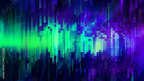Purple Haze and Neon Green Digital Pixelation Pattern