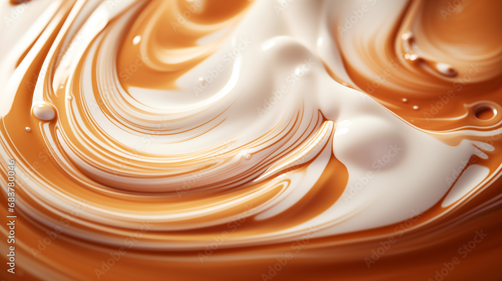 Abstract splash of Cappuccino and milk foam, creamy background Abstract splash of Cappuccino and milk foam, creamy background
