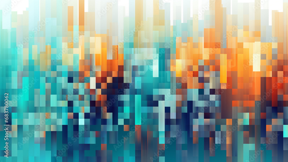 Vibrant Digital Modern Orange and Turquoise Abstract Pattern