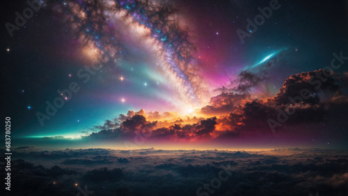 Space background with Milky way on the sky