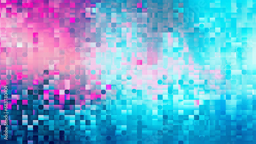 Vibrant Aqua Blue and Electric Pink Pixelation Modern Pattern © icehawk33