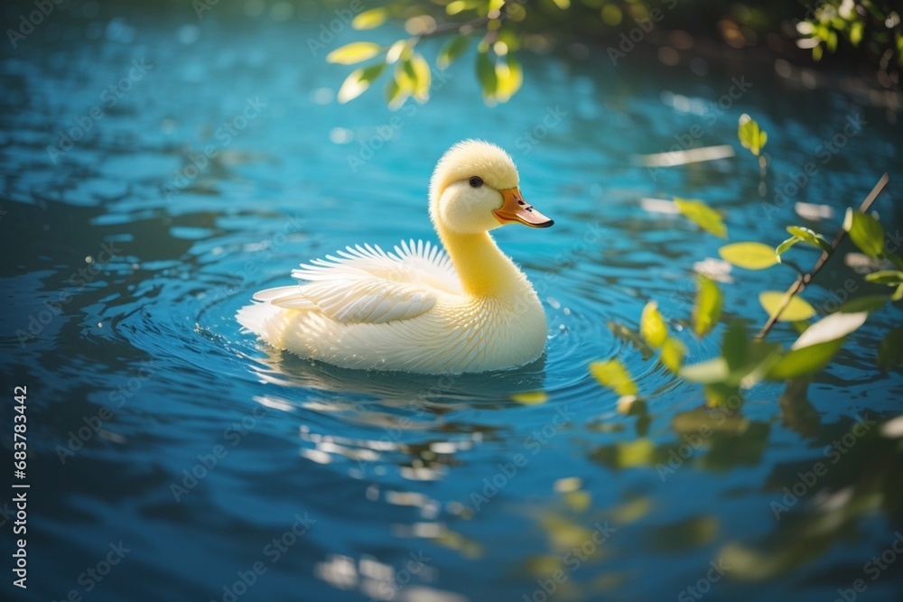 Obraz premium Cute white duck photo