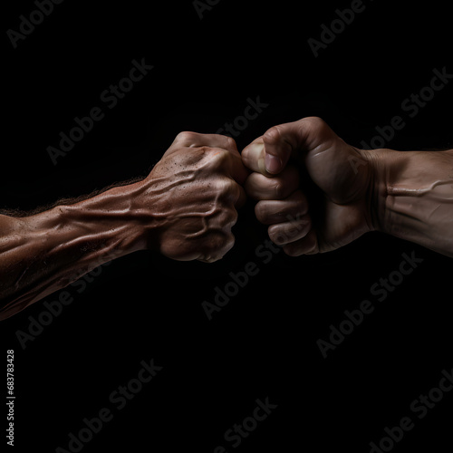 fist bump on black background photo