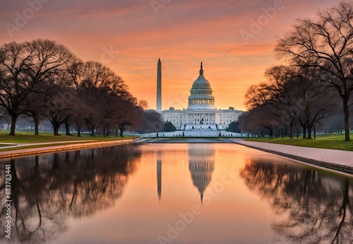 Historic Horizon: Washington D.C.'s National Mall at Sunrise.