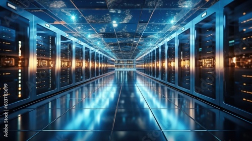 Concept of computer server technologies for big data management supercomputer.