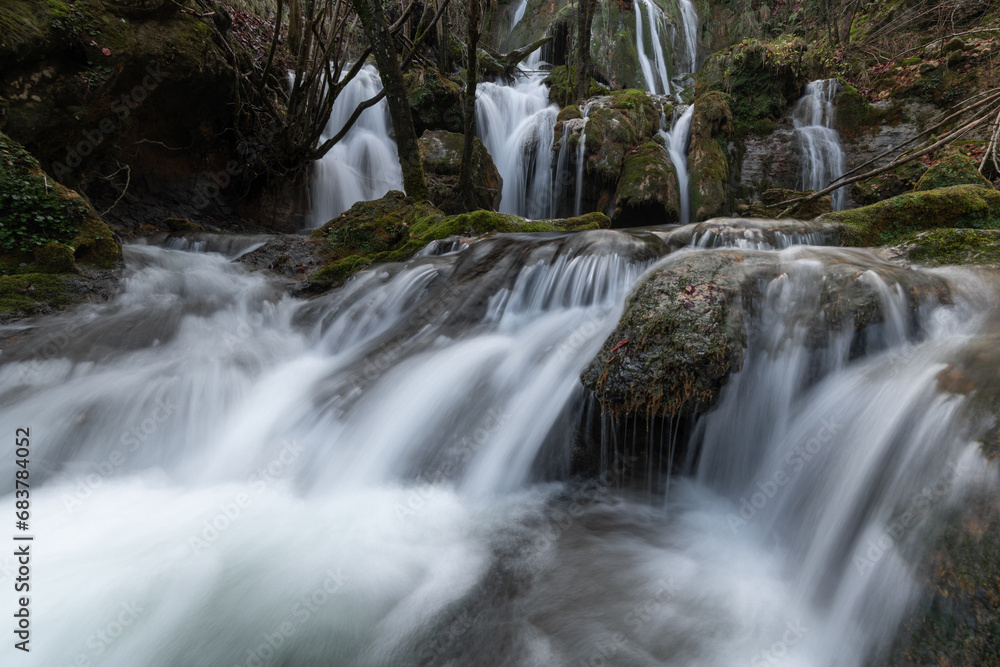 Toberia Waterfalls at Entzia mountain range, Basque Country, Spain