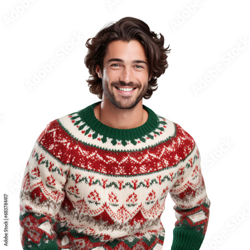 Cheerful Winter Fashion: Handsome Male in Christmas Sweater