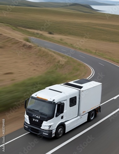 fast going Truck on the road Transportation concept, generative ai