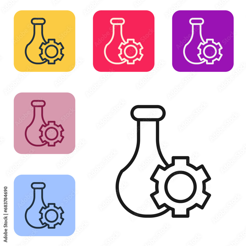 Black line Test tube and flask chemical laboratory test icon isolated on white background. Laboratory glassware sign. Set icons in color square buttons. Vector Black line Test tube and flask chemical laboratory test icon isolated on white background. Laboratory glassware sign. Set icons in color square buttons. Vector