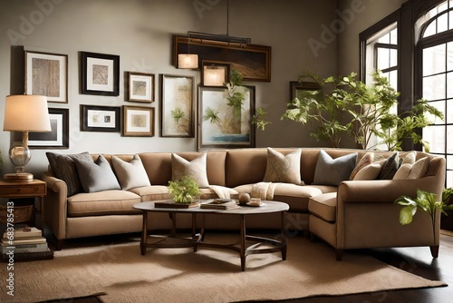 Capture the essence of a Bridgewater Sofa in a cozy  well-lit corner. 