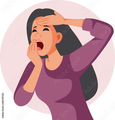 Young Woman Suffering from Halitosis Vector Concept Illustration. Smelly mouth concept vector illustration
