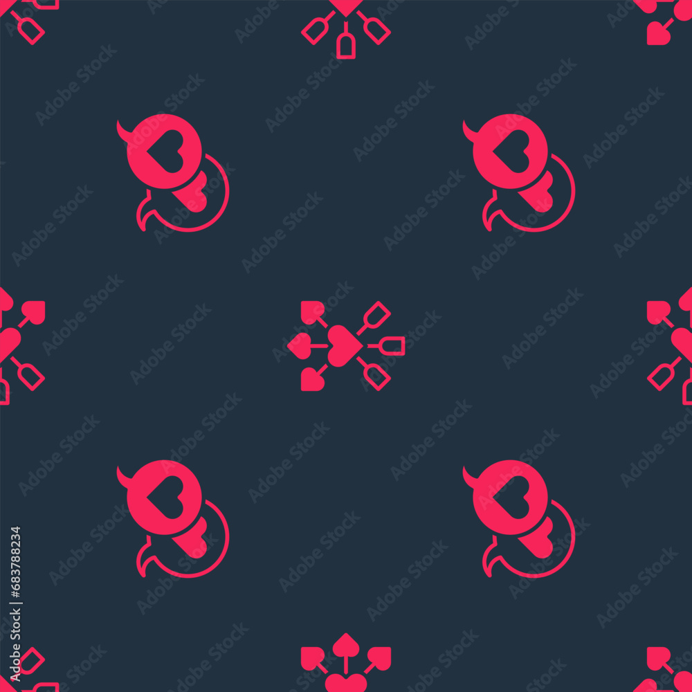 Fototapeta premium Set Heart in speech bubble and Amour with heart and arrow on seamless pattern. Vector