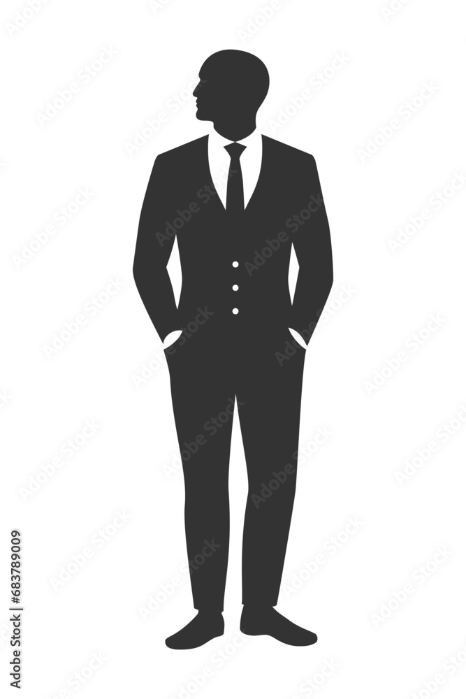 Man in suit graphic icon. Jacket, shirt and necktie sign isolated on white background. Men wardrobe symbol. Vector illustration Man in suit graphic icon. Jacket, shirt and necktie sign isolated on white background. Men wardrobe symbol. Vector illustration