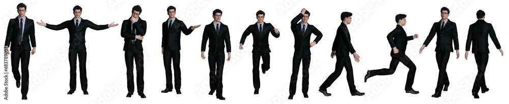 3D Render : set of male character is standing and wearing the business outfit with different body action, PNG transparent,isolated for graphic resource 3D Render : set of male character is standing and wearing the business outfit with different body action, PNG transparent,isolated for graphic resource