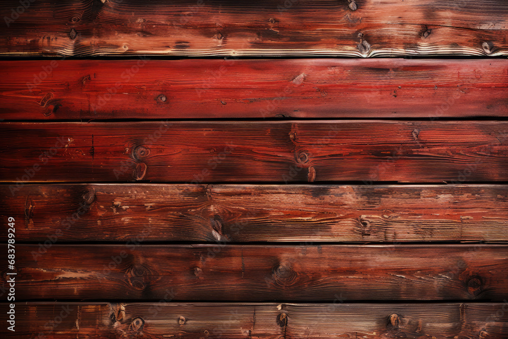 Naklejka premium Ruby Remembrance: Vintage Wooden Wall with Timeless Red Appeal - Generative AI