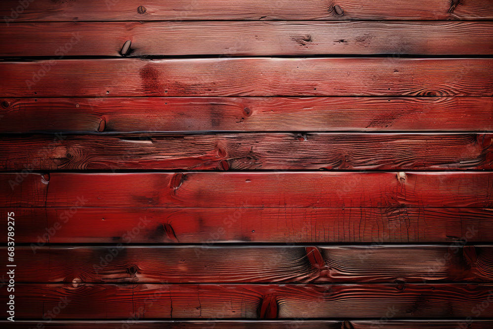 Fototapeta premium Crimson Chronicles: Vintage Wooden Wall in Time-Worn Beauty - Generative AI