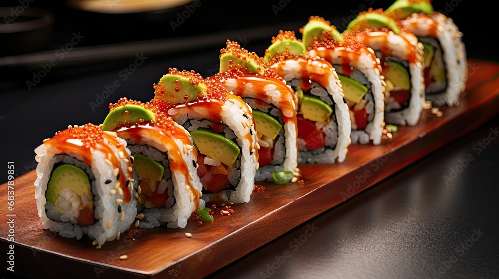 Delight in Sushi Rolls with Fresh Ingredients Delight in Sushi Rolls with Fresh Ingredients