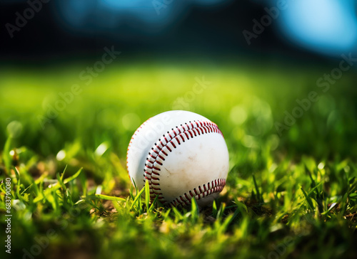 baseball on the grass ground in sport field