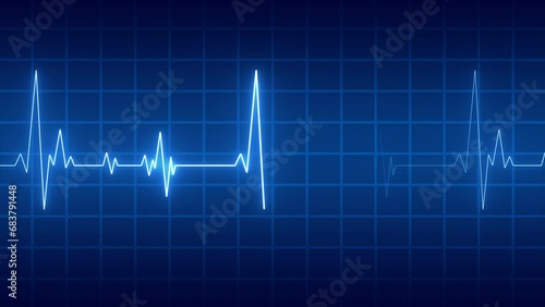 Neon Electrocardiogram Heartbeat Pulse monitoring Medical Patient Heart Treatment Display Background Animation Loop photo