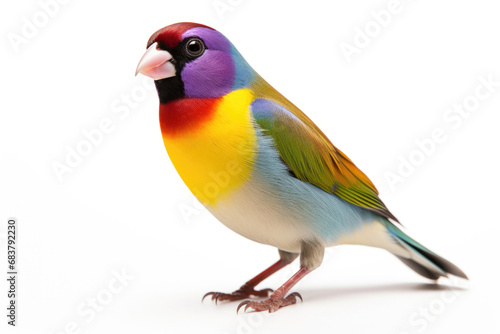 Rainbow finch on white background