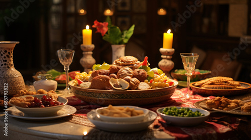 Table setting for Ramadan food iftar low seating